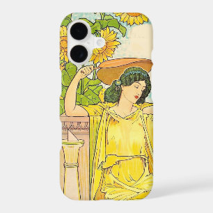 Femme au Tournesol Art Nouveau Illustration Vintag