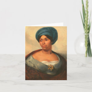 FEMME AU TURBAN BLEU CARTE D'ART FINE