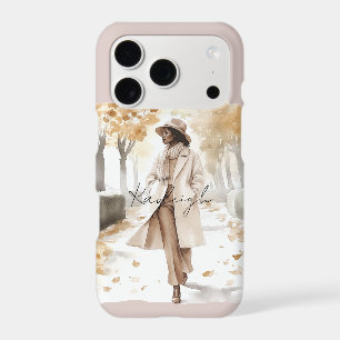 Femme aux feuilles jaunes blanches d'automne Arbre