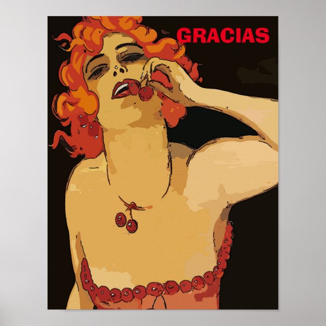 Femme avec cerises, affiche Vino (Devant)