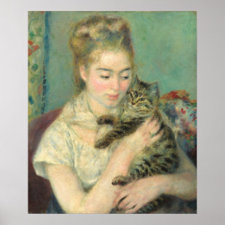 Femme avec chat - Auguste Renoir Poster d'Art