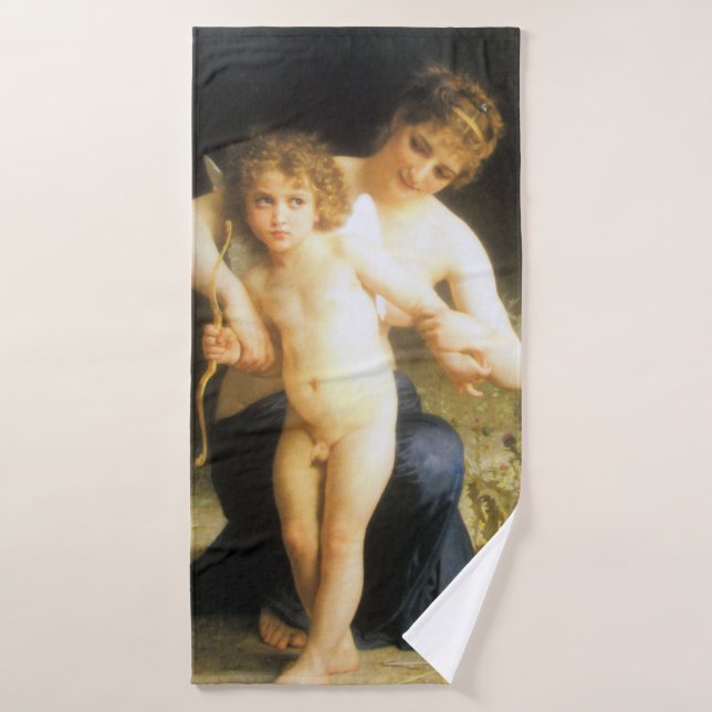 Femme avec Cupidon, Bouguereau (Serviette de bain)