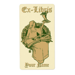 Femme Avec Livre & Oiseau Ex Libris Modèle
