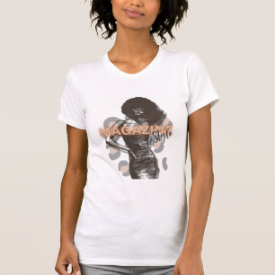 Femme avec T-shirt Afro & léopard