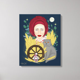 Femme avec un chat. Impression sur toile ukrainien