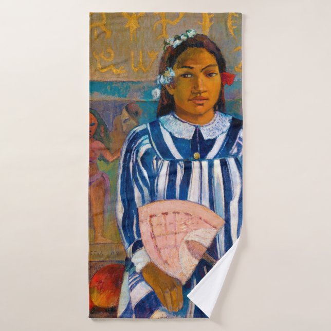 Femme avec un ventilateur, Gauguin (Serviette de bain)