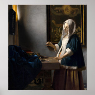 Femme & Balance - Johannes Vermeer Poster des Beau