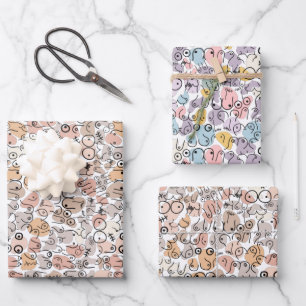femme beige amusant papier d'emballage mammaire