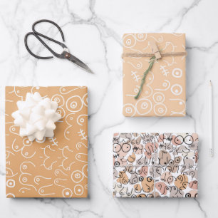 femme beige amusant papier d'emballage mammaire