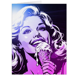 Femme blonde glace magenta violet bleu noir