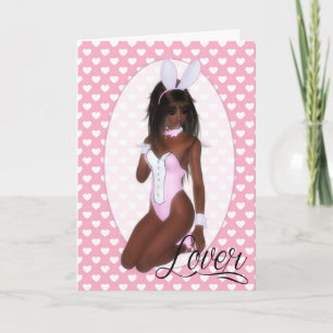 Femme Bunny rose Bonne Valentine d4 Carte de voeux