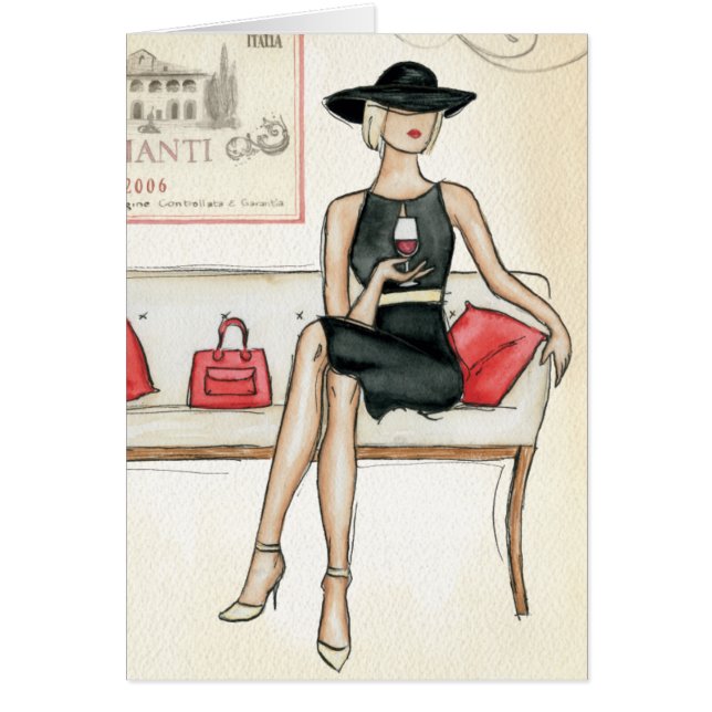 Femme buvant du vin rouge (Devant)