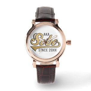Femme Carré bracelet en cuir Montre Sobo/Grand-mèr