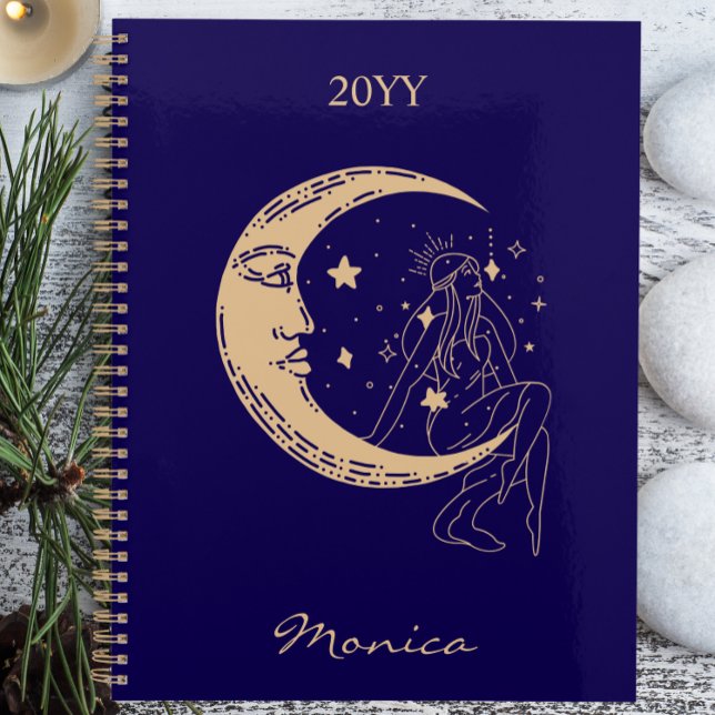 Femme céleste lune & étoiles, boho, or élégant (Créateur téléchargé)