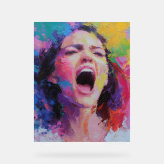 Femme Criant Couleurs Abstraites Acrylique Express