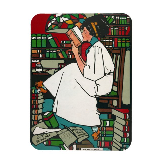 Femme dans le Magnet de la bibliothèque (Vertical)