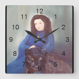 Femme dans Panthère noire horloge murale acrylique