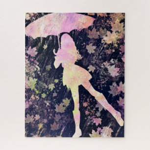 Femme dansant sous la pluie Puzzle