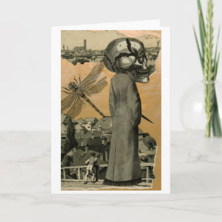 Femme de carte de Halloween avec le crâne de l'art
