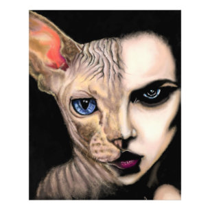 Femme de chat - Photo du visage Impression - Peint