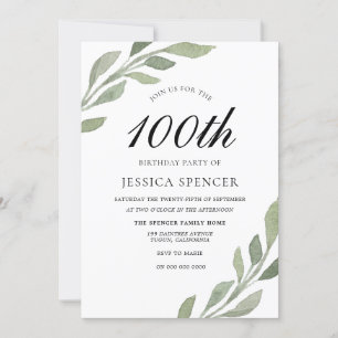 Femme de feuille d'aquarelle homme Invitation 100e
