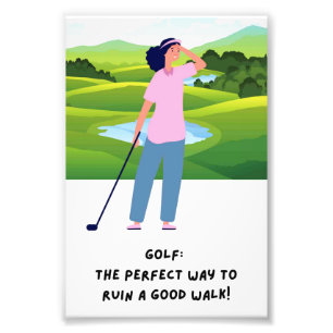 Femme de golf sur le terrain de golf Photo Imprime