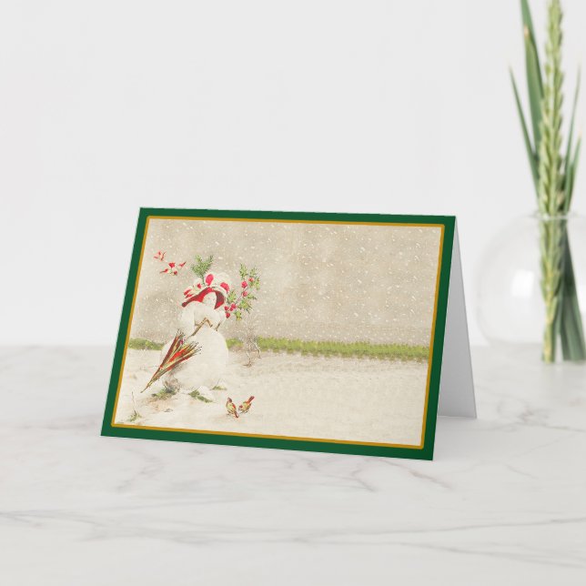 Femme de neige Casquette rouge - Carte de Noël Vin (Devant)