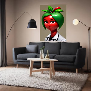 Femme de pomme anthropomorphique   AI Art Poster