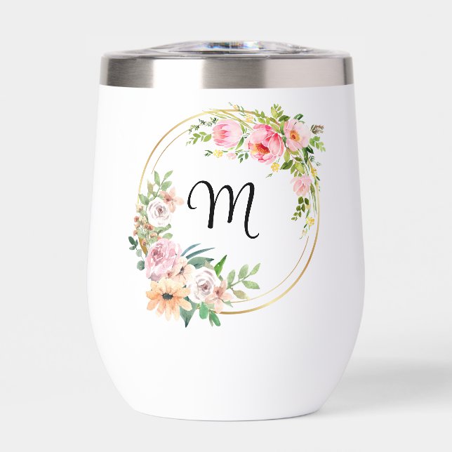 Femme d'honneur florale rose personnalisée (Avant)