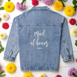 Femme d'honneur Mariage blanc Script Denim Jacket