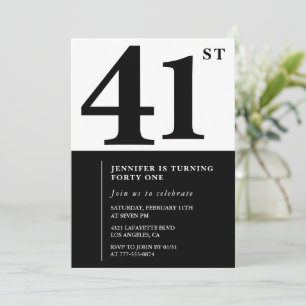 Femme Elegant 41e anniversaire invitation Noir