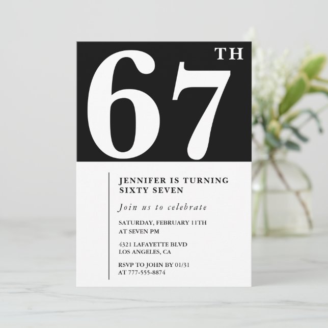 Femme Elegant 67e anniversaire invitation Chic Sim (Debout devant)