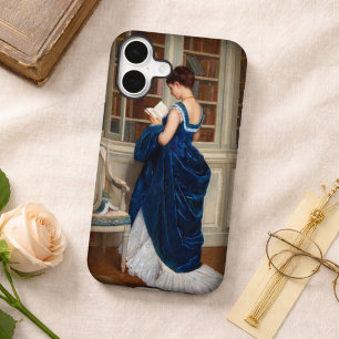 Femme en bleu, lisant un livre