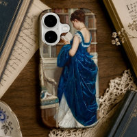 Femme en bleu, lisant une coque de téléphone Case-