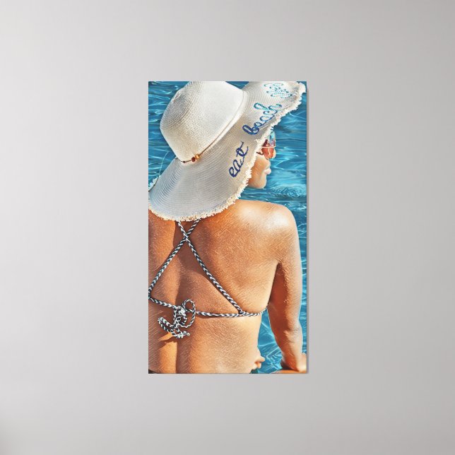 Femme en Casquette à la piscine grande toile (Recto)