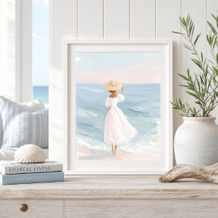 Femme en Impression d'Art Côtière Blanche