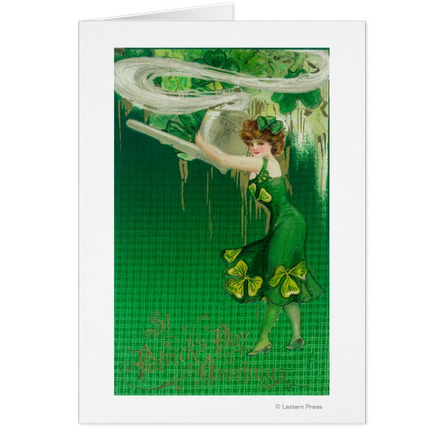 Femme en vert tenant une scène de tuyau (Devant)