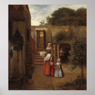 Femme et Enfant - Poster d'Art de Pieter de Hooch
