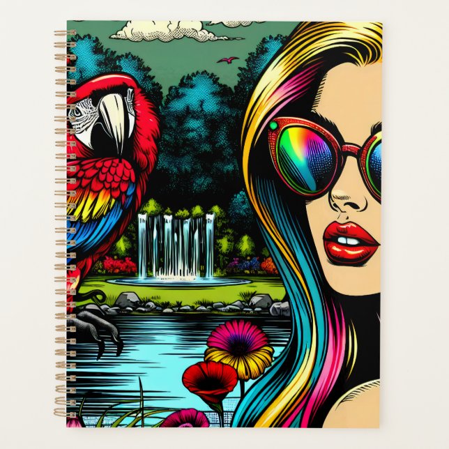 Femme et perroquet dans le Park Pop Art (Devant)