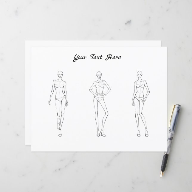 Femme Fashion Figure Modèle Designs Croquis (Devant/Arrière en situation)
