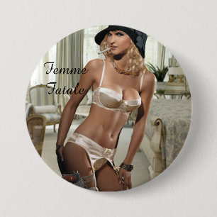 Femme Fatale 1920's - Smoking and Guns 3 Inch Round Button