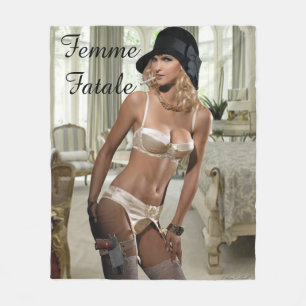 Femme Fatale 1920's - Smoking and Guns Fleece Blanket