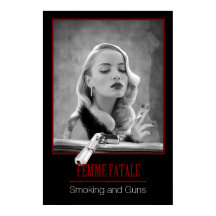 Femme Fatale - Smoking and Guns Retro Black/White