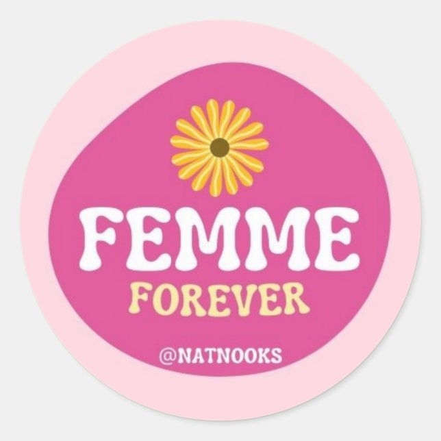 Femme Forever Lesbian Sticker Pink Flower (Front)