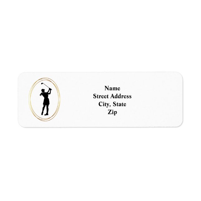 Femme Golfer Silhouette Adresse de retour Label (Devant)
