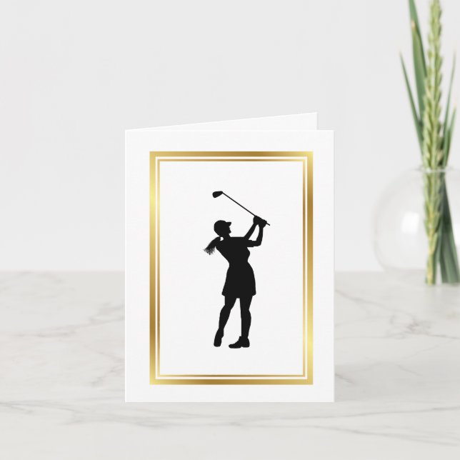 Femme Golfer Silhouette Carte de voeux personnalis (Devant)