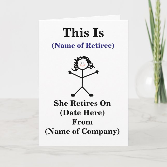 Femme Grande Sticklady Carte de retraite Customise (Devant)