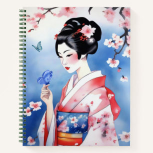 Femme japonaise avec un Blue Butterfly Journal