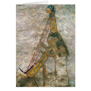Femme jouant une harpe arquée