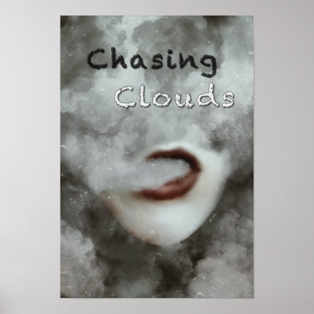 Femme Lèds Nuages Vape Premium Poster Imprimer (Devant)